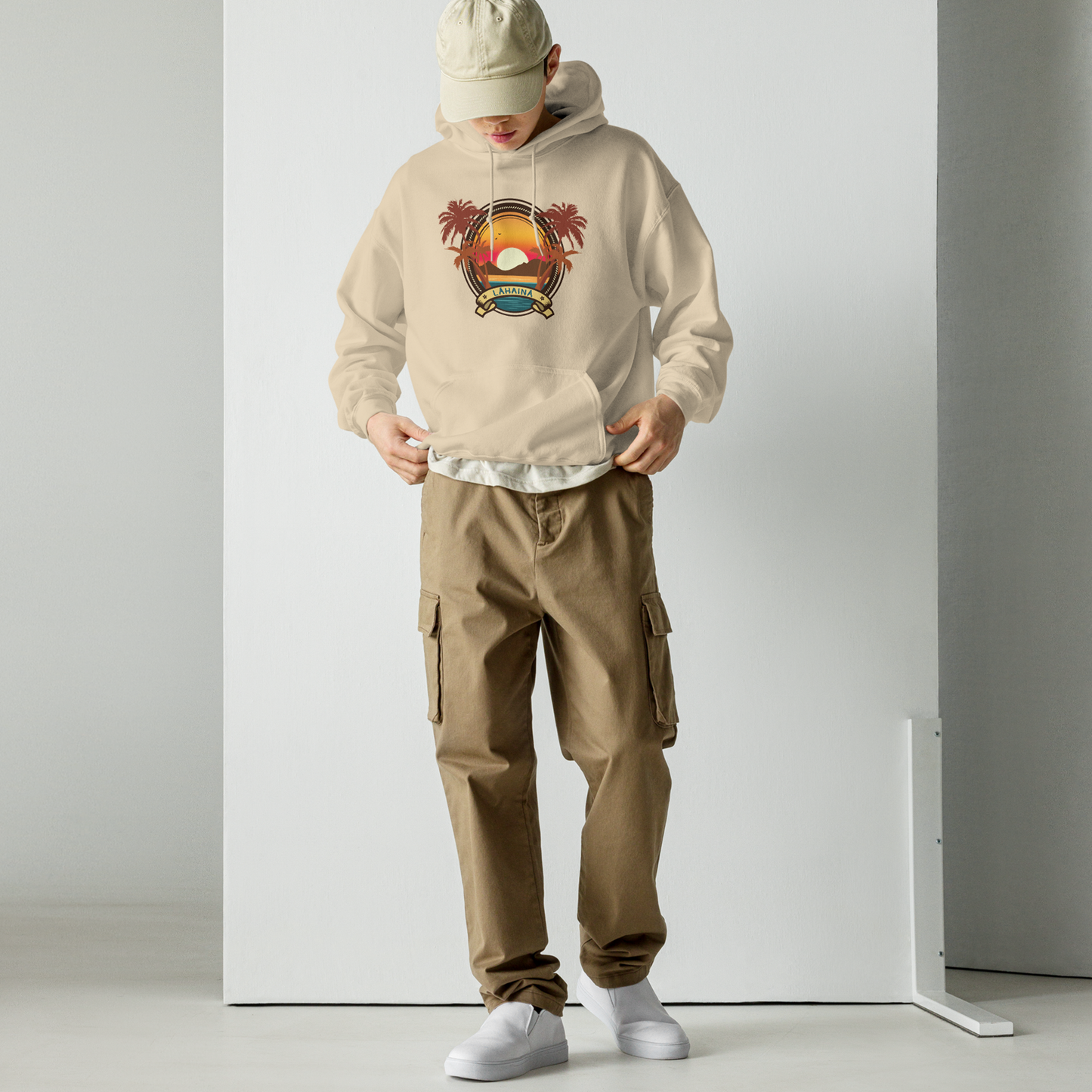 Vintage Lāhainā Youth Hoodie (Unisex, Tan)